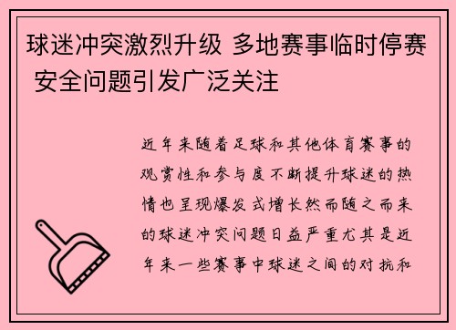 球迷冲突激烈升级 多地赛事临时停赛 安全问题引发广泛关注